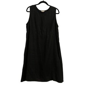 AEGEAN Black Turkish Linen Sleeveless Dress Coastal Lagenlook Minimalist Large